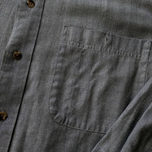 Roundtree & Yorke Charcoal Chevron Striped Shirt L - Picture 3 of 5